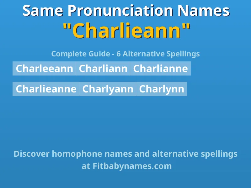 Infographic: Charlieann same pronunciation names, similar names, and homophone names