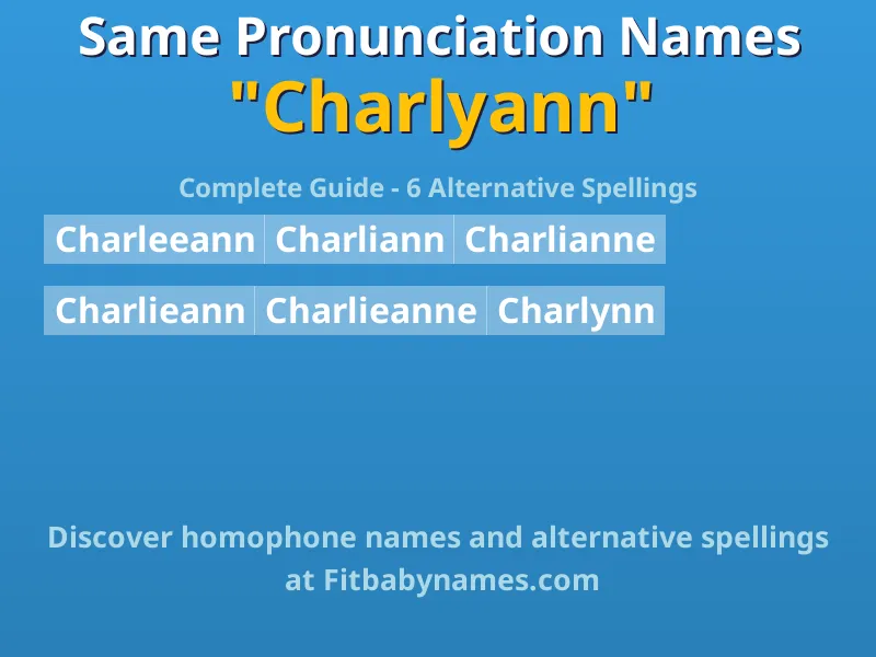 Infographic: Charlyann same pronunciation names, similar names, and homophone names