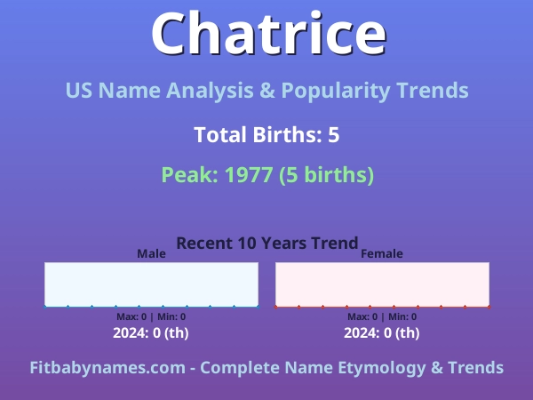 Infographic: Chatrice name meaning, origin, and popularity trends in the United States (US baby name analysis chart)