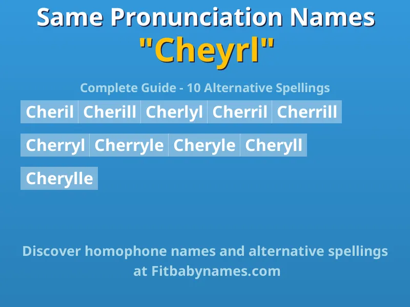 Infographic: Cheyrl same pronunciation names, similar names, and homophone names