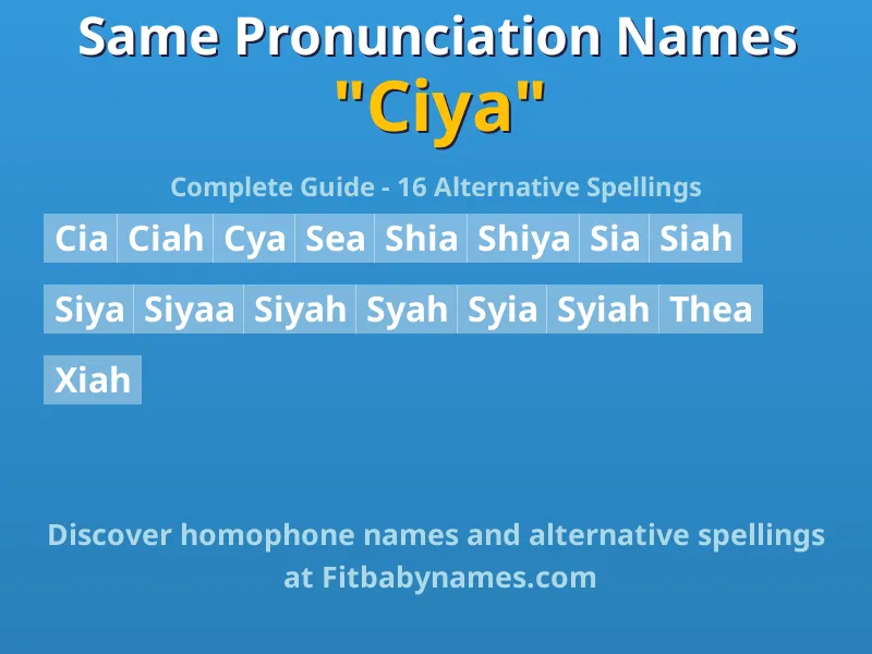 Infographic: Ciya same pronunciation names, similar names, and homophone names