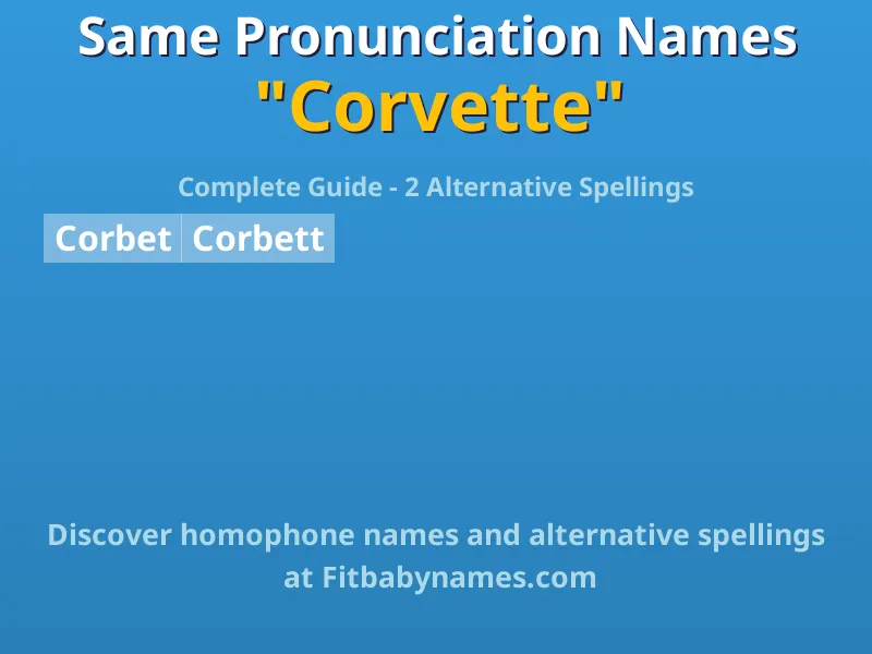 Infographic: Corvette same pronunciation names, similar names, and homophone names