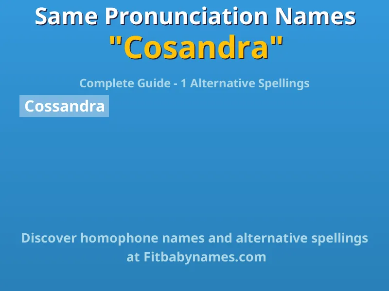 Infographic: Cosandra same pronunciation names, similar names, and homophone names