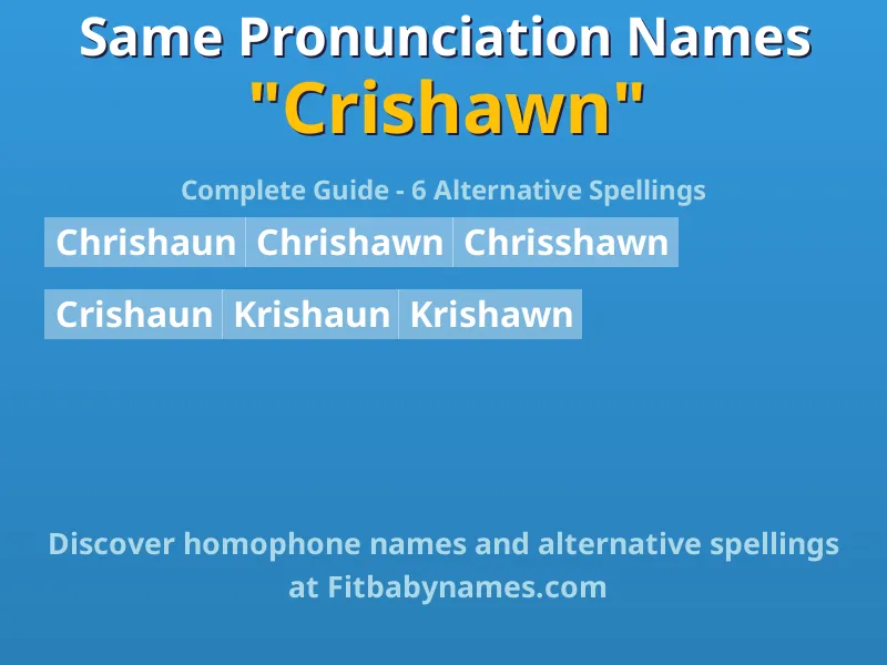 Infographic: Crishawn same pronunciation names, similar names, and homophone names