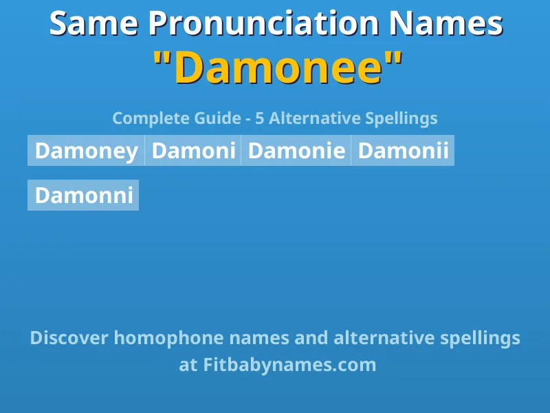 Infographic: Damonee same pronunciation names, similar names, and homophone names