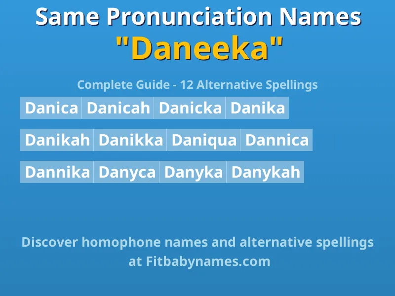 Infographic: Daneeka same pronunciation names, similar names, and homophone names