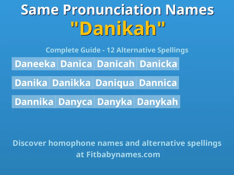 Infographic: Danikah same pronunciation names, similar names, and homophone names