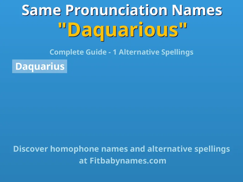 Infographic: Daquarious same pronunciation names, similar names, and homophone names