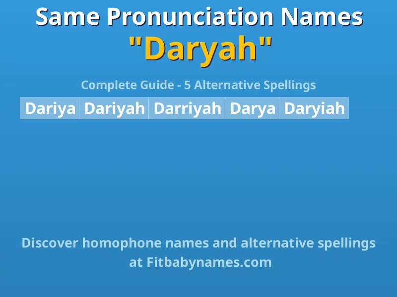 Infographic: Daryah same pronunciation names, similar names, and homophone names