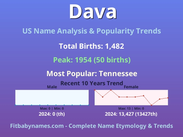 Infographic: Dava name meaning, origin, and popularity trends in the United States (US baby name analysis chart)