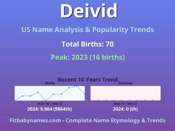 Infographic: Deivid name meaning, origin, and popularity trends in the United States (US baby name analysis chart)