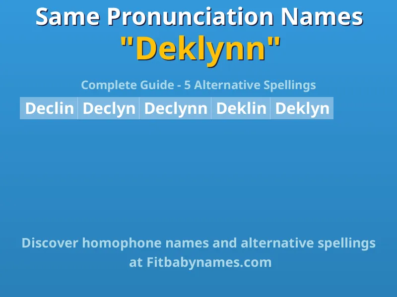 Infographic: Deklynn same pronunciation names, similar names, and homophone names