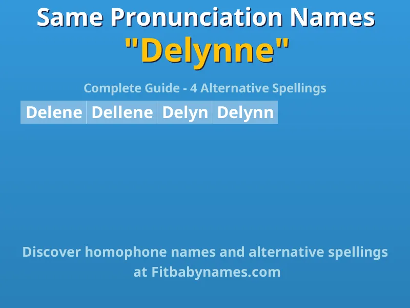 Infographic: Delynne same pronunciation names, similar names, and homophone names