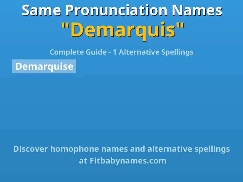 Infographic: Demarquis same pronunciation names, similar names, and homophone names
