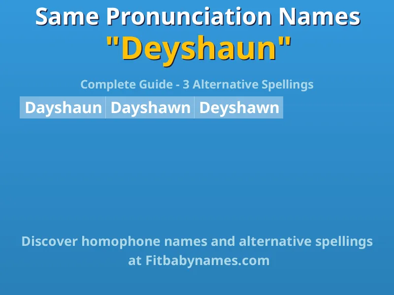 Infographic: Deyshaun same pronunciation names, similar names, and homophone names