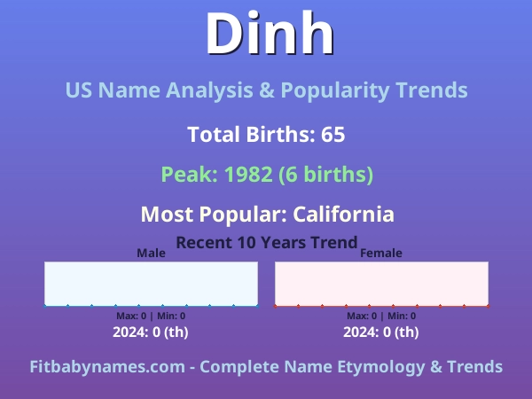 Infographic: Dinh name meaning, origin, and popularity trends in the United States (US baby name analysis chart)