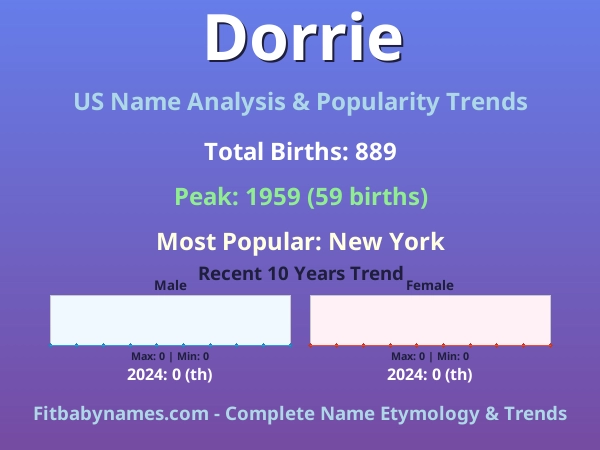 Infographic: Dorrie name meaning, origin, and popularity trends in the United States (US baby name analysis chart)