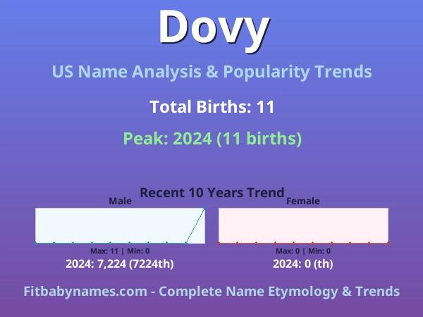Infographic: Dovy name meaning, origin, and popularity trends in the United States (US baby name analysis chart)