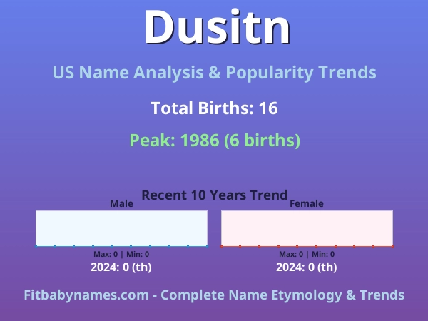 Infographic: Dusitn name meaning, origin, and popularity trends in the United States (US baby name analysis chart)