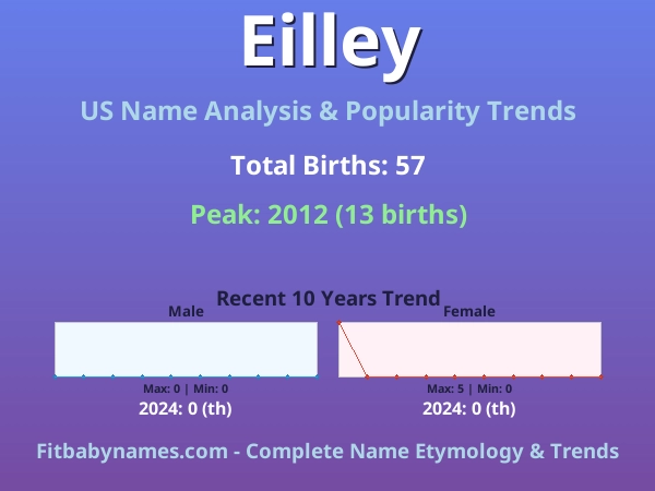 Infographic: Eilley name meaning, origin, and popularity trends in the United States (US baby name analysis chart)