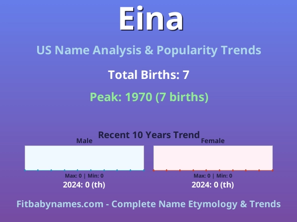 Infographic: Eina name meaning, origin, and popularity trends in the United States (US baby name analysis chart)