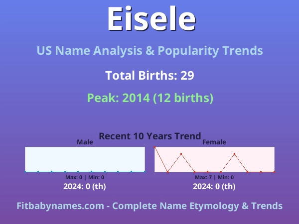 Infographic: Eisele name meaning, origin, and popularity trends in the United States (US baby name analysis chart)