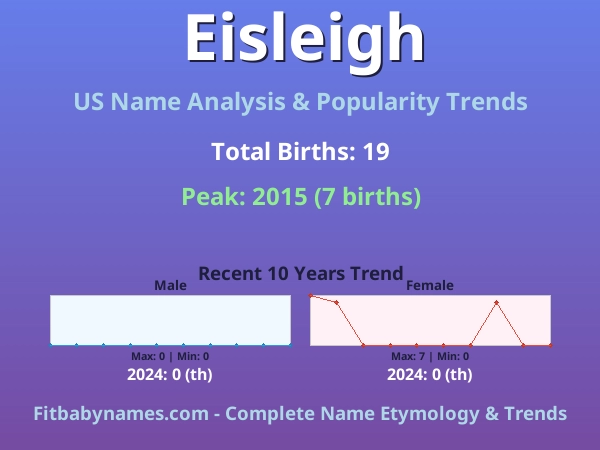 Infographic: Eisleigh name meaning, origin, and popularity trends in the United States (US baby name analysis chart)