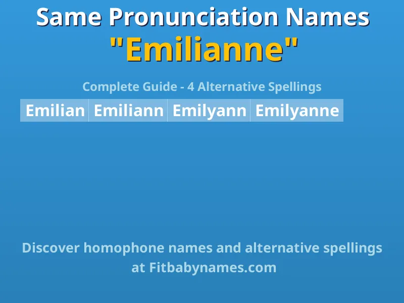 Infographic: Emilianne same pronunciation names, similar names, and homophone names