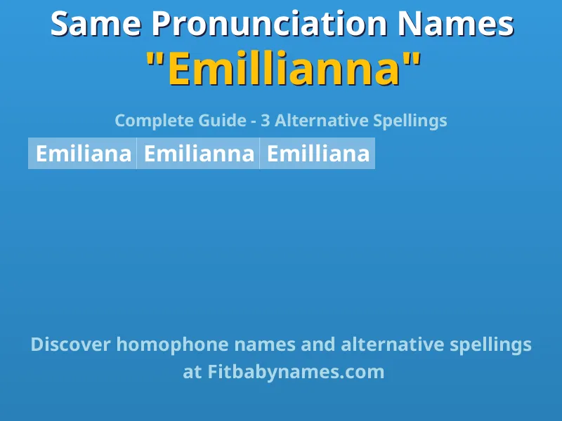 Infographic: Emillianna same pronunciation names, similar names, and homophone names