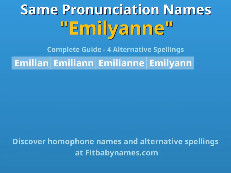 Infographic: Emilyanne same pronunciation names, similar names, and homophone names