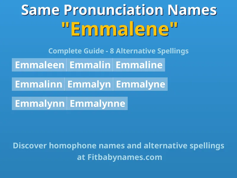 Infographic: Emmalene same pronunciation names, similar names, and homophone names
