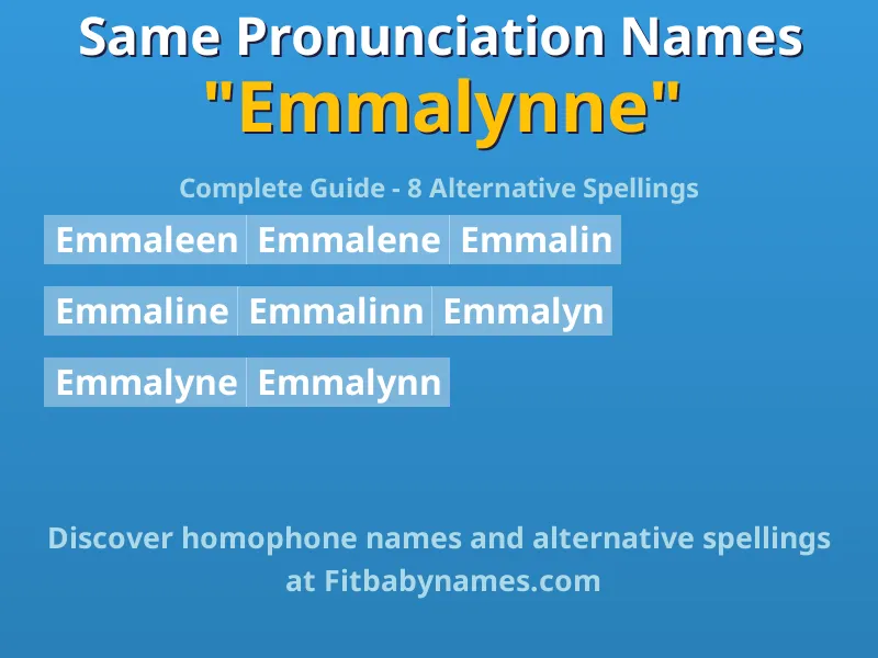 Infographic: Emmalynne same pronunciation names, similar names, and homophone names