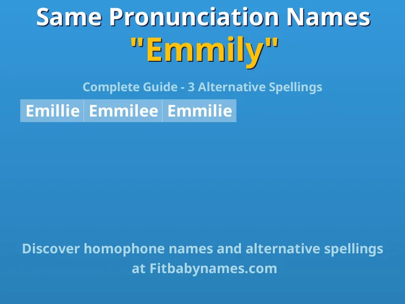 Infographic: Emmily same pronunciation names, similar names, and homophone names