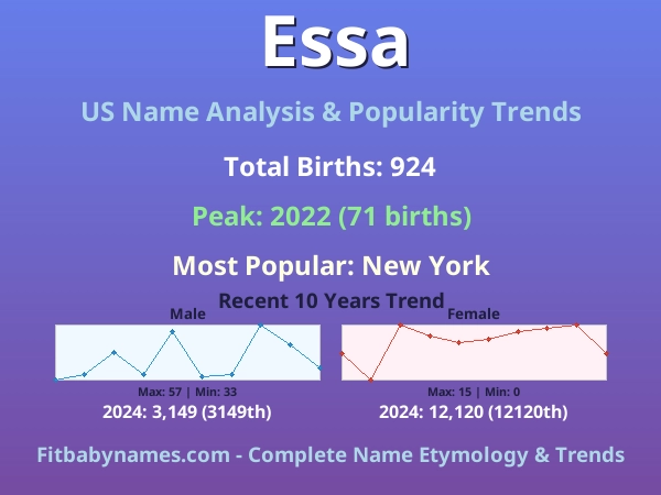 Infographic: Essa name meaning, origin, and popularity trends in the United States (US baby name analysis chart)