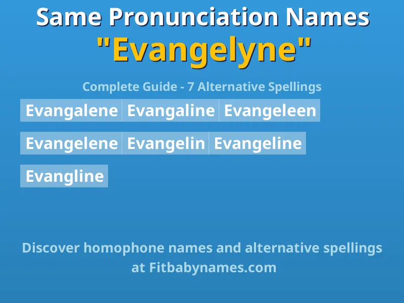 Infographic: Evangelyne same pronunciation names, similar names, and homophone names