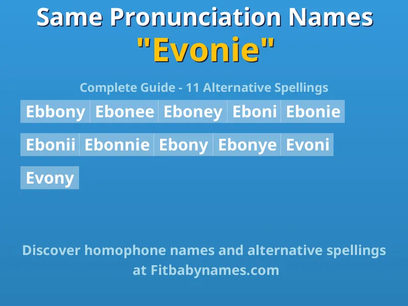 Infographic: Evonie same pronunciation names, similar names, and homophone names