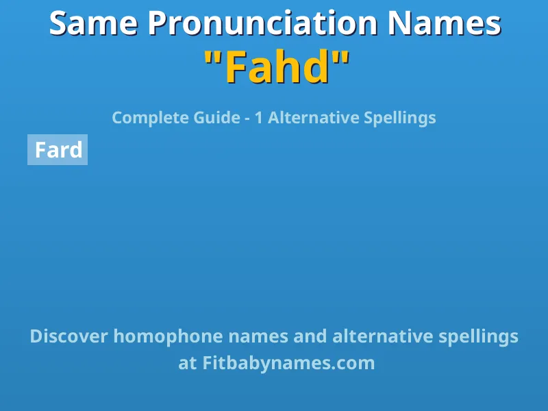 Infographic: Fahd same pronunciation names, similar names, and homophone names