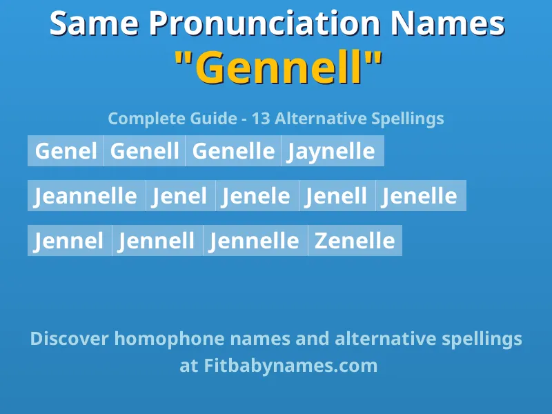 Infographic: Gennell same pronunciation names, similar names, and homophone names