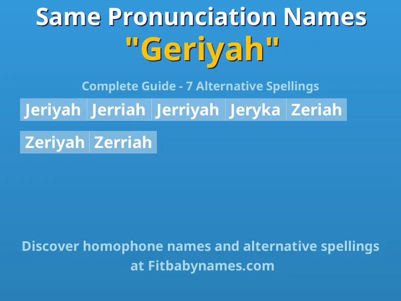 Infographic: Geriyah same pronunciation names, similar names, and homophone names