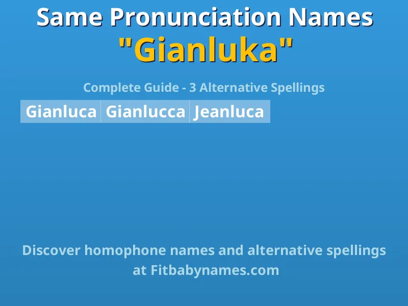 Infographic: Gianluka same pronunciation names, similar names, and homophone names
