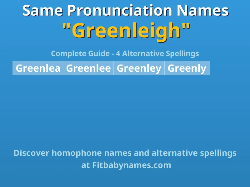 Infographic: Greenleigh same pronunciation names, similar names, and homophone names