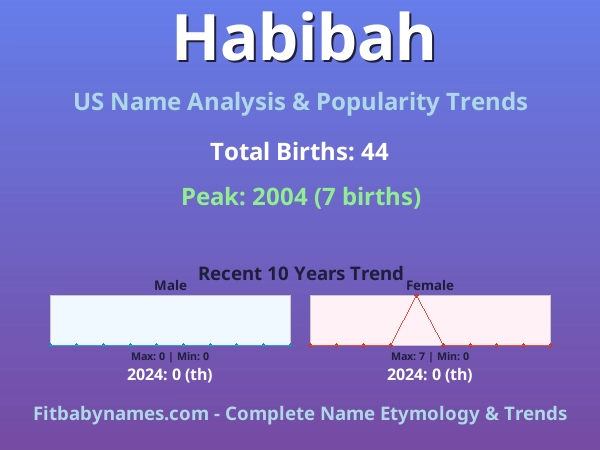 Infographic: Habibah name meaning, origin, and popularity trends in the United States (US baby name analysis chart)