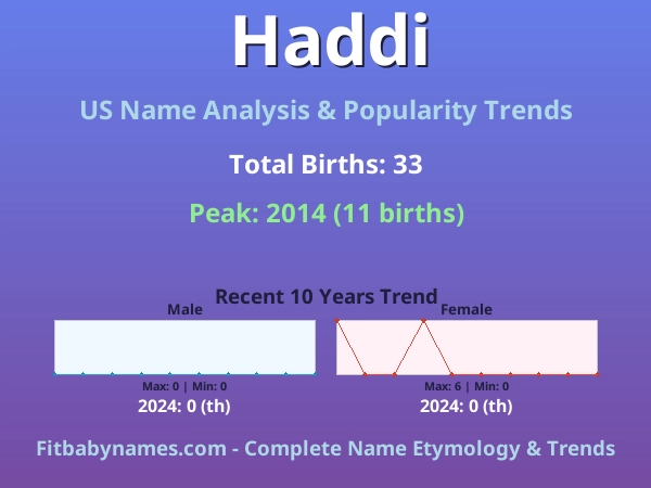 Infographic: Haddi name meaning, origin, and popularity trends in the United States (US baby name analysis chart)