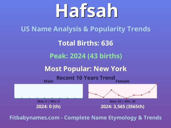 Infographic: Hafsah name meaning, origin, and popularity trends in the United States (US baby name analysis chart)
