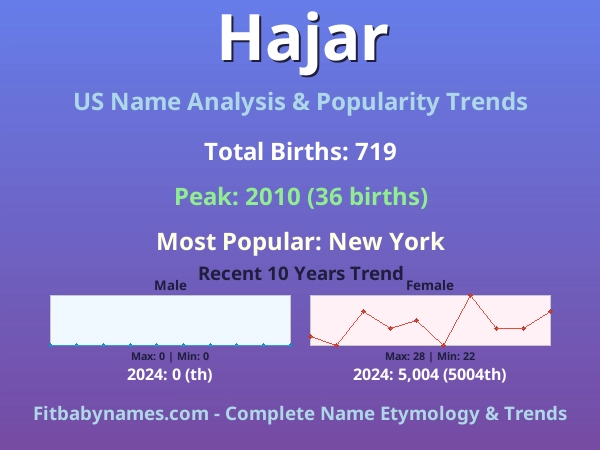 Infographic: Hajar name meaning, origin, and popularity trends in the United States (US baby name analysis chart)