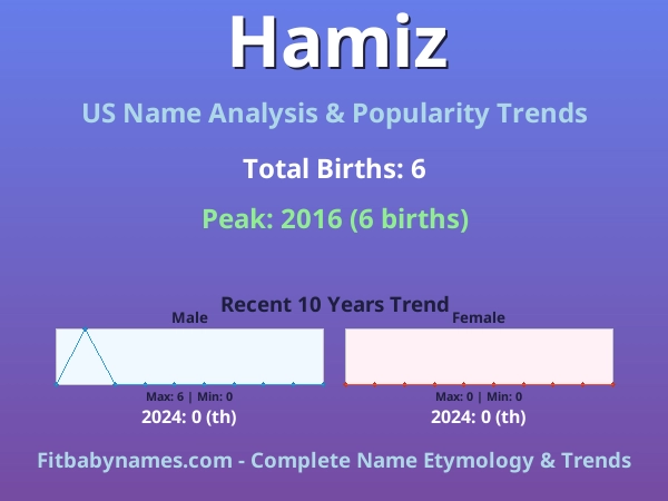 Infographic: Hamiz name meaning, origin, and popularity trends in the United States (US baby name analysis chart)