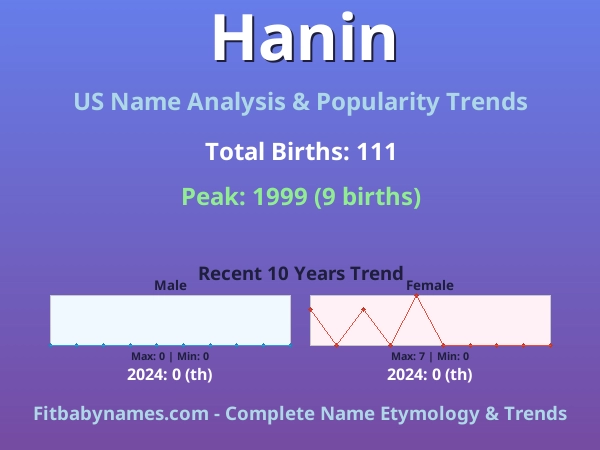 Infographic: Hanin name meaning, origin, and popularity trends in the United States (US baby name analysis chart)