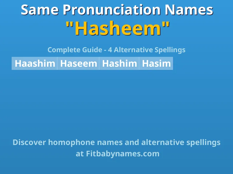 Infographic: Hasheem same pronunciation names, similar names, and homophone names