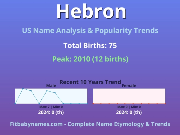 Infographic: Hebron name meaning, origin, and popularity trends in the United States (US baby name analysis chart)