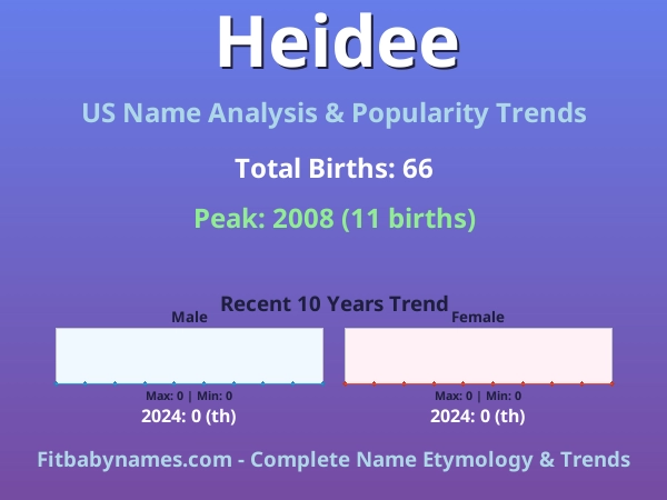 Infographic: Heidee name meaning, origin, and popularity trends in the United States (US baby name analysis chart)